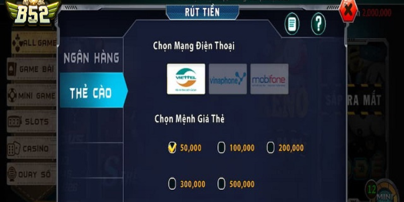 Cách thức rút tiền từ B52 Club mà bạn có thể sử dụng để thực hiện giao dịch.